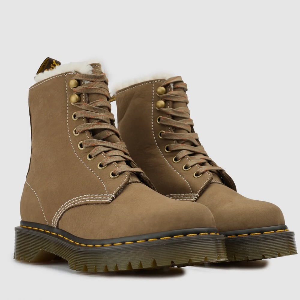 New! Dr. Martens Brown Shearling-Lined Boots